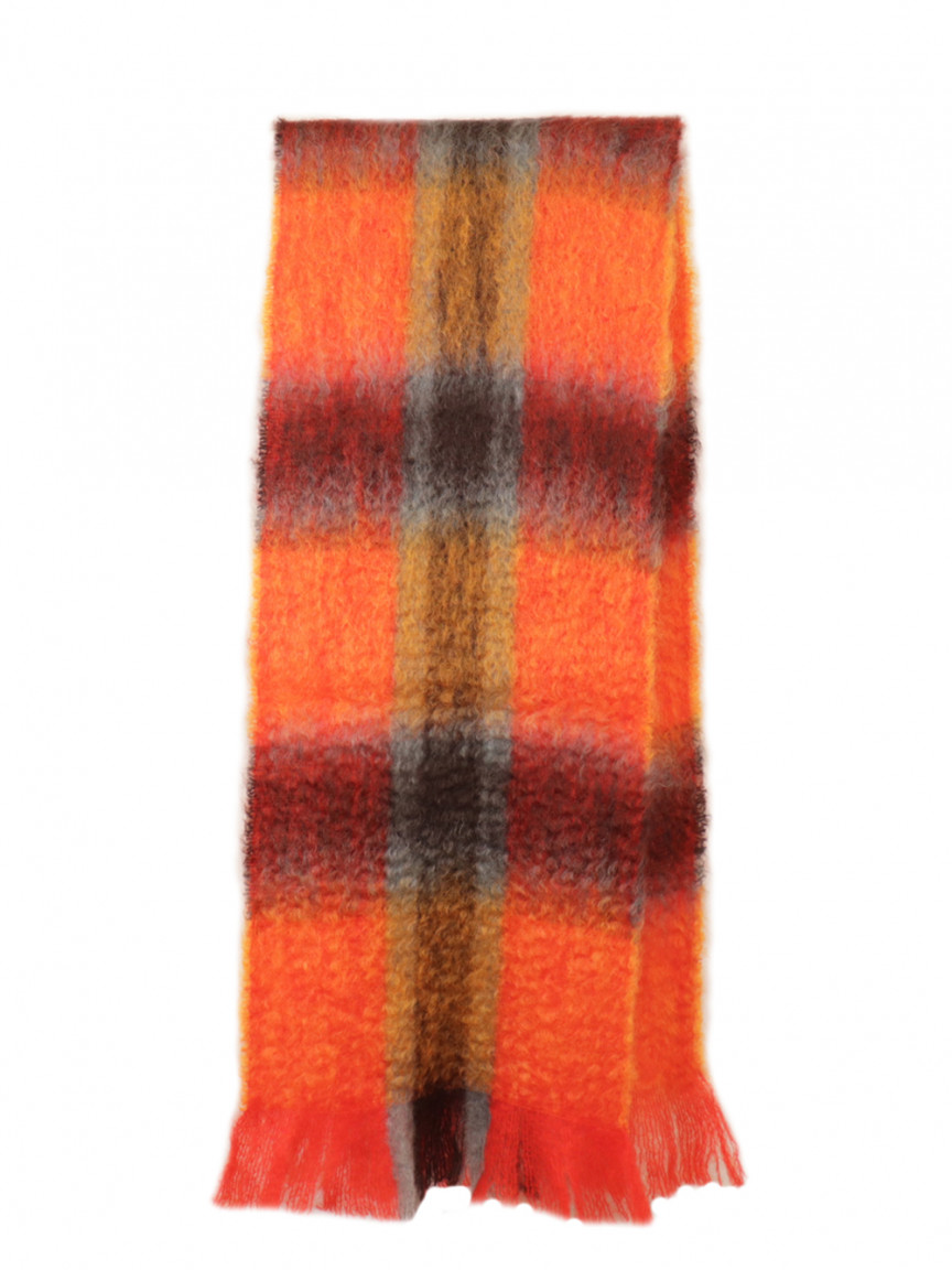 Bufanda de Mohair Tartán Naranja 35x170 Mantas Ezcaray