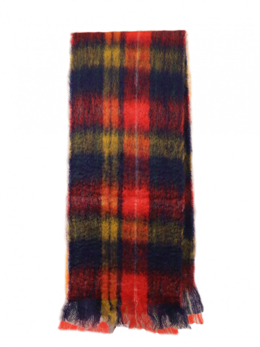 Bufanda de Mohair Tartán Marino 35x170 Mantas Ezcaray