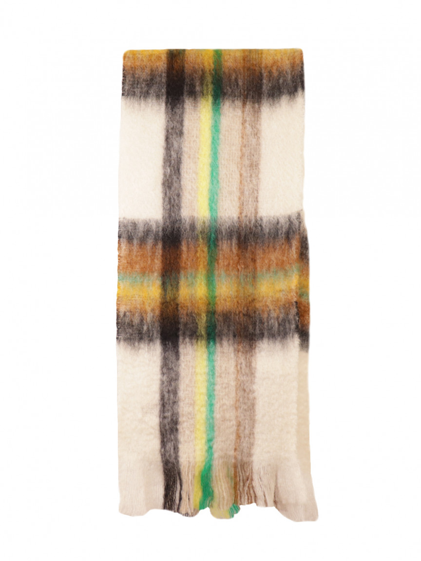 Bufanda de Mohair Tartán Crudo 35x170 Mantas Ezcaray