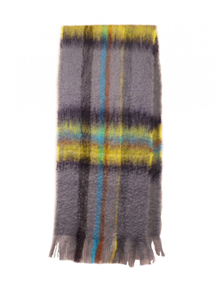 Bufanda de Mohair Tartán Gris Azulado 35x170 Mantas Ezcaray