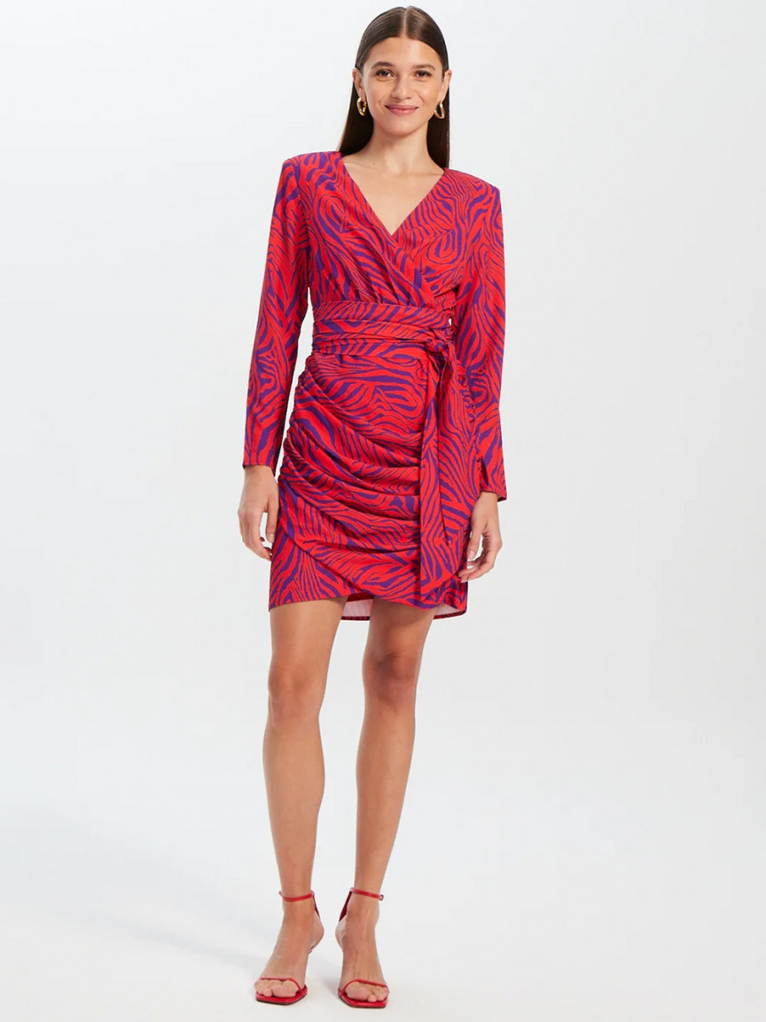 Paula Wild Vestido Midi Estampado Con Volante Mioh - Basileia