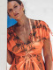 Vestido Naranja con Bordado Caqui Nema Resort Wear