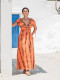 Vestido Naranja con Bordado Caqui Nema Resort Wear