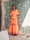 Vestido Naranja Bordado Largo Nema Resort Wear