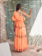 Vestido Naranja Bordado Largo Nema Resort Wear