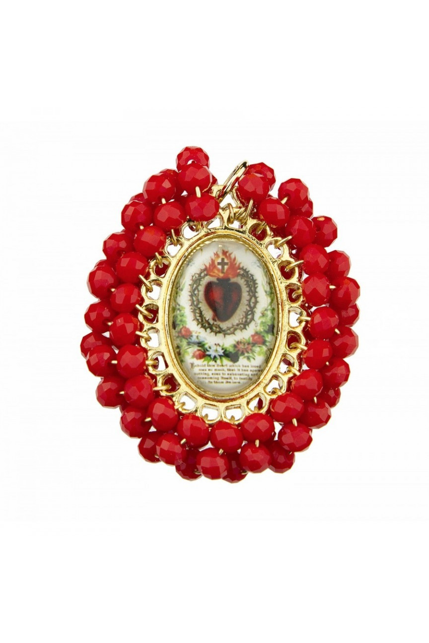 Medalla Corazón de Jesús roja mediana