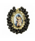 Medalla religiosa Virgen con niño mediana negro