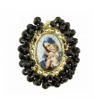 Medalla religiosa Virgen con niño mediana negro