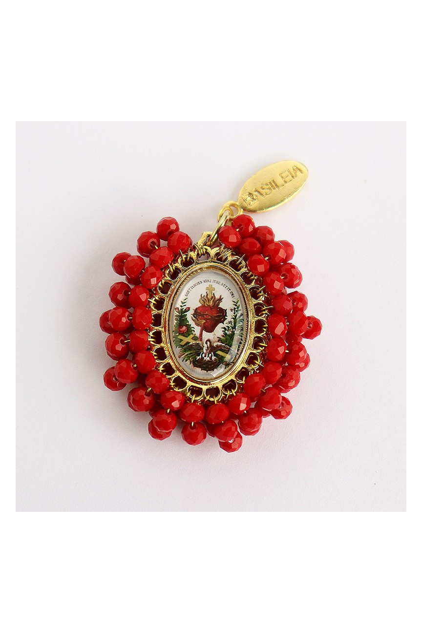 Medalla religiosa bordada Sagrado Corazón Basileia
