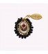 Medalla religiosa pequeña Sagrado Corazón flores negro Basileia