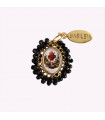 Medalla religiosa pequeña Sagrado Corazón flores negro Basileia