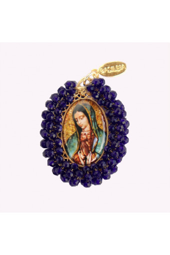 Medalla religiosa bordada doble cara Virgen de Guadalupe - Virgen de Dolores Basileia