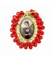 Medalla pequeña imagen Frida Khalo Vogue rojo