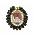 Medalla pequeña imagen Frida Khalo tocado negro