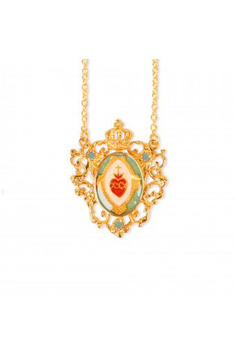 Collar Sagrado Corazón corona turquesa Basileia