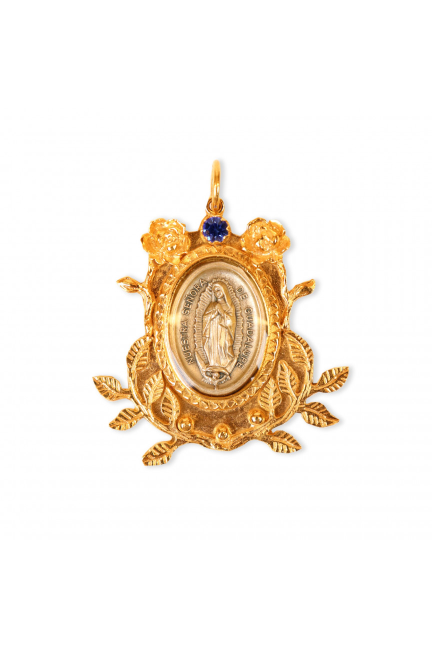Medalla Virgen de Guadalupe hojas Basileia
