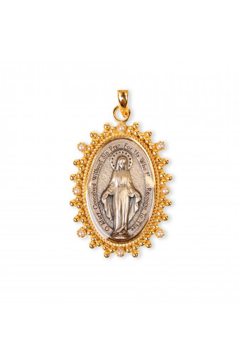 Medalla Virgen Milagrosa bicolor perlas Basileia