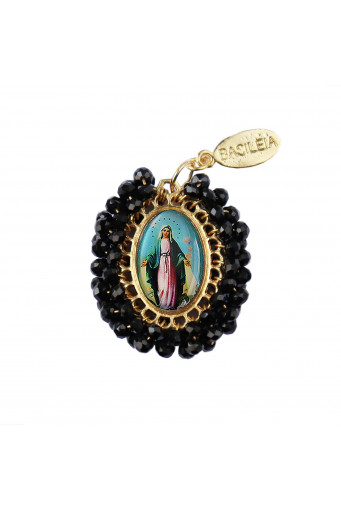 Medalla religiosa mediana Virgen Milagrosa negro Basileia