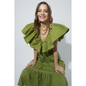 Vestido algodón largo verde SPACE FLAMINGO