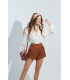 SHORT PANTALON MARRON SPACE FLAMINGO - Basileia